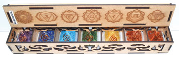 25-30mm Orgone 7 Chakra pyramid set with Box