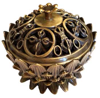 Lotus incense burner, antique bronze