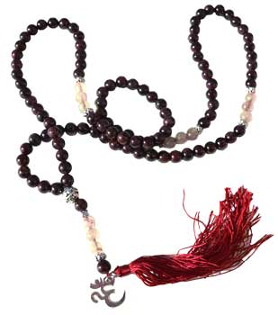 Garnet & Rultilated Quartz elastic mala