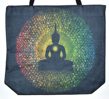 14" x 16" Buddha jute tote bag